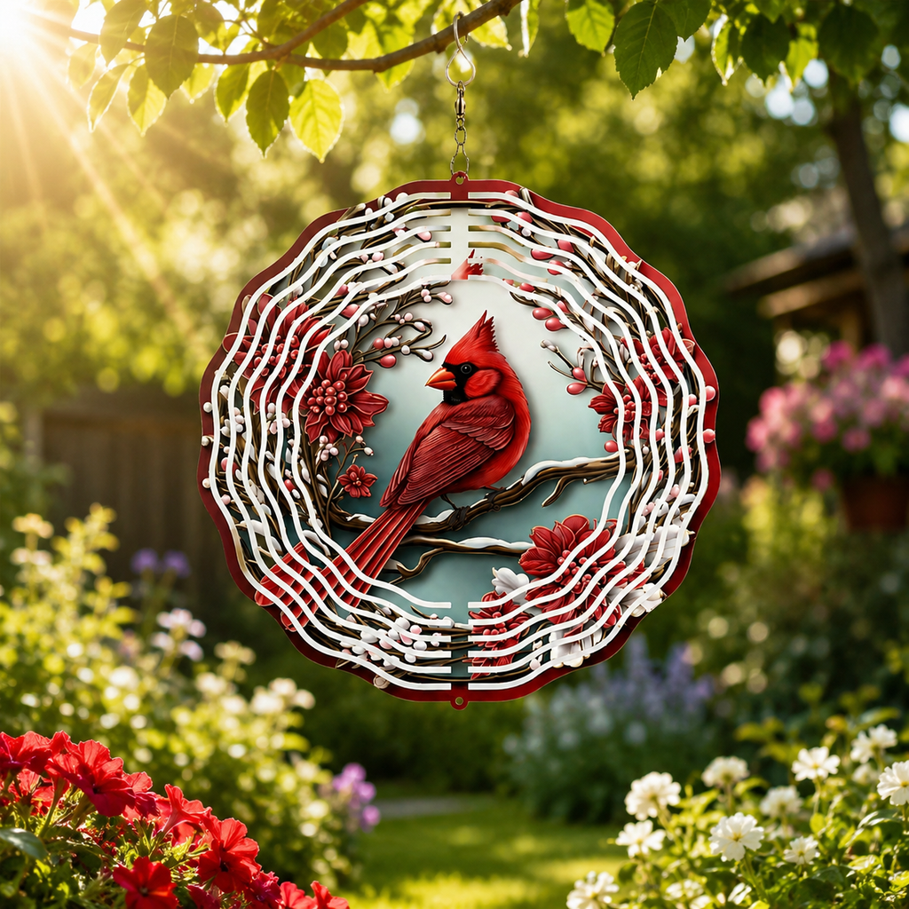 Cardinal Garden Wind Spinner